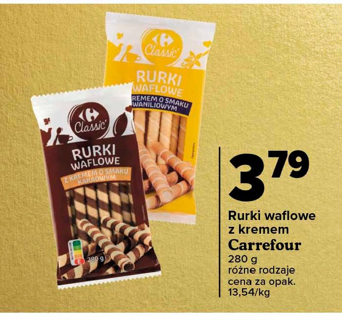Rurki waflowe z kremem o smaku kakaowym Carrefour promocja