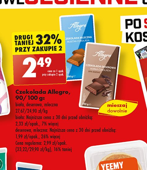 Czekolada biała Allegro promocja