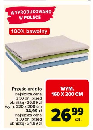 Prześcieradło 100% bawełny 160 x 200 cm promocja