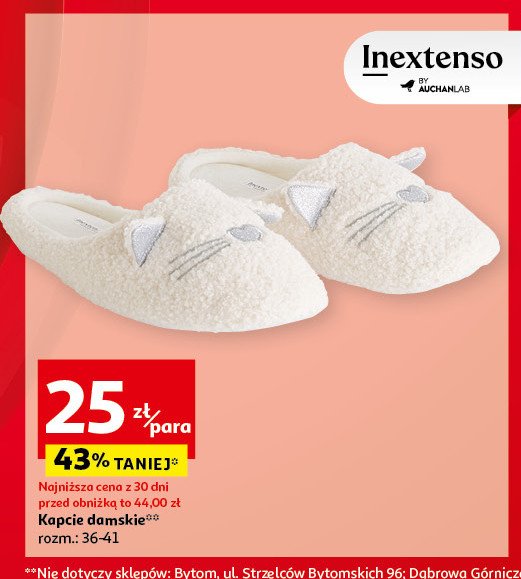 Kapcie damskie 36-41 Auchan inextenso promocja