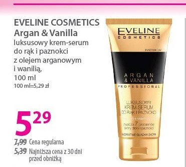 Krem-serum do rąk i paznokci Eveline argan + vanilia promocja w Hebe