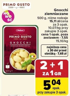 Gnocchi ziemniaczane różne rodzaje Primo Gusto promocja w Carrefour