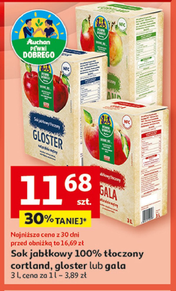 Sok jabłkowy gloster Auchan pewni dobrego promocja