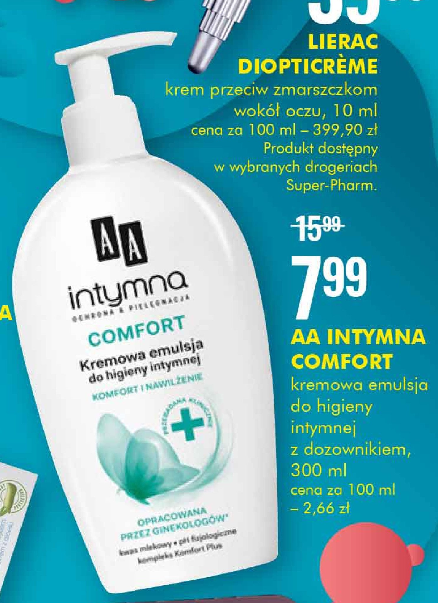 Comfort, kremowa emulsja do higieny intymnej komfort i nawilżenie Aa intymna ochrona + pielęgnacja promocja