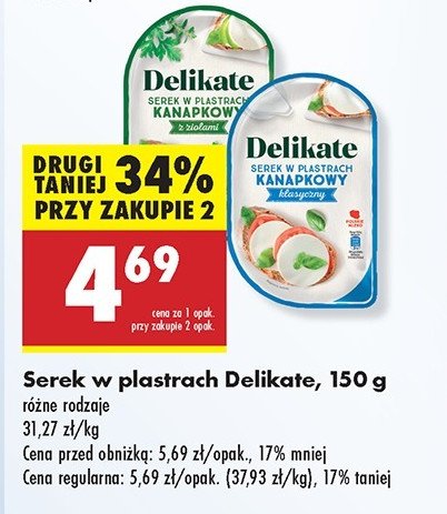 Serek śmietankowy klasyczny Delikate promocja w Biedronka