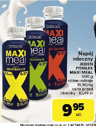 Jogurt bananowy Bakoma maxi meal promocja w Carrefour Market