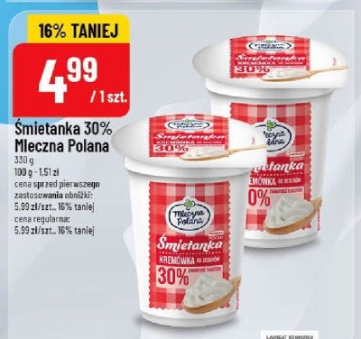 Śmietanka 30% Mleczna Polana promocja w POLOmarket
