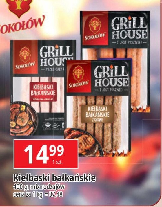 Kiełbaski bałkańskie paprykowe Sokołów grill house promocja