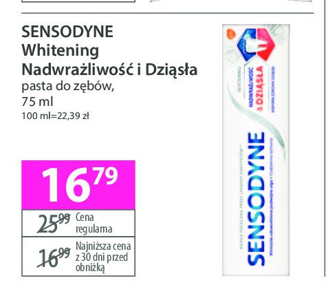 Pasta do zębów whitening Sensodyne nadwrażliwość i dziąsła promocja w Hebe