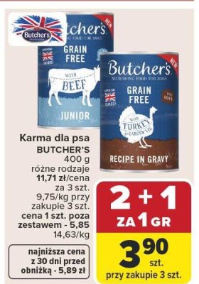 Karma dla psa 400 g, różne rodzaje Butcher's promocja w Carrefour