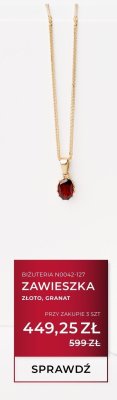 Zawieszka złoto, granat N0042-127 promocja w Briju