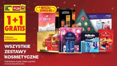Wszystkie zestawy kosmetyczne 1+1 gratis promocja w Biedronka