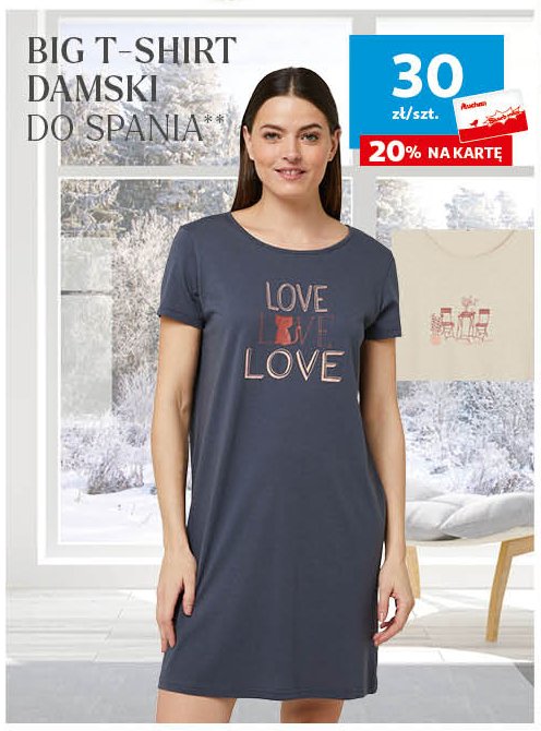 T-shirt damski do spania Auchan inextenso promocja