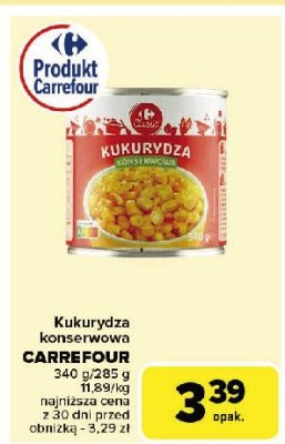 Kukurydza konserwowa Carrefour classic promocja