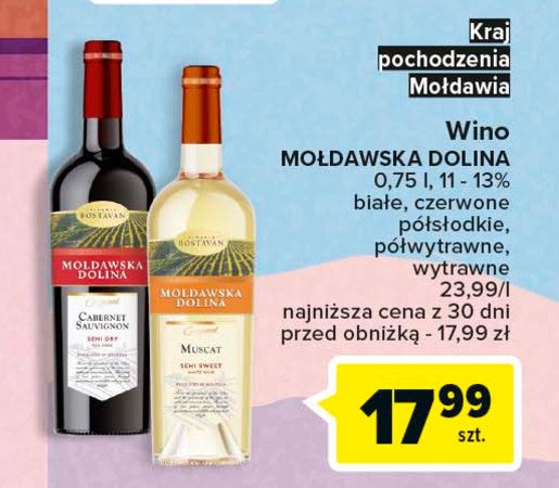Wino czerwone półsłodkie Mołdawska dolina promocja