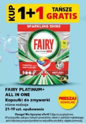 Kapsułki do zmywarki Platinum+ All in One 21-19 szt. Fairy promocja w Kaufland