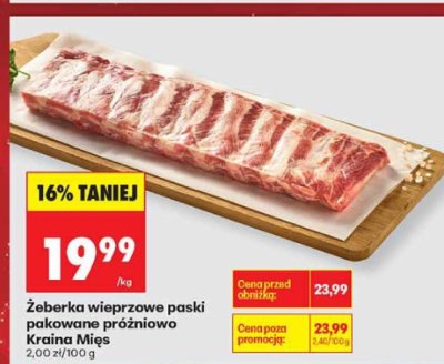 Żeberka wieprzowe paski pakowane próżniowo  promocja w Biedronka