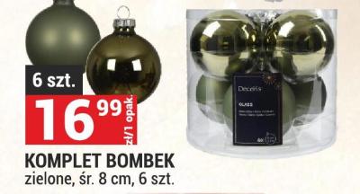 Komplet bombek zielone, śr. 8 cm, 6 szt. promocja w Merkury Market
