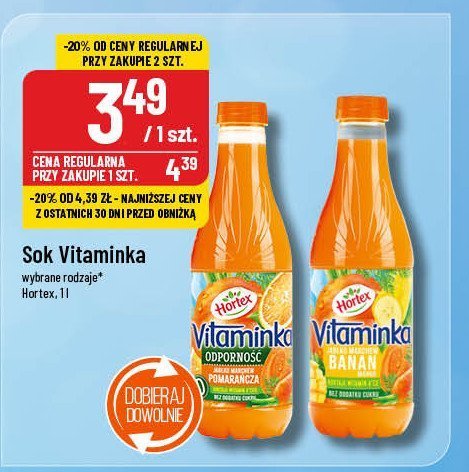 Sok jabłko-marchew-pomarańcza Hortex vitaminka promocja