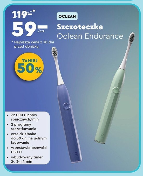 Szczoteczka do zębów endurance green Oclean promocja w Biedronka