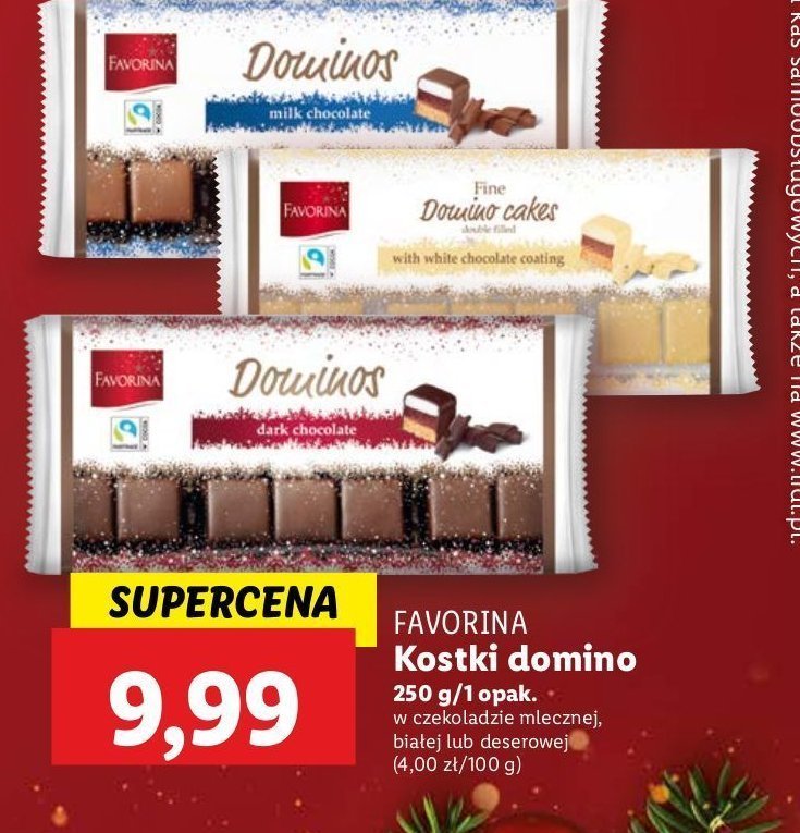 Kostki domino w czekoladzie deserowej Favorina promocja