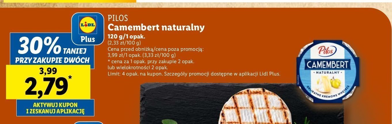 Ser camembert naturalny Pilos promocja