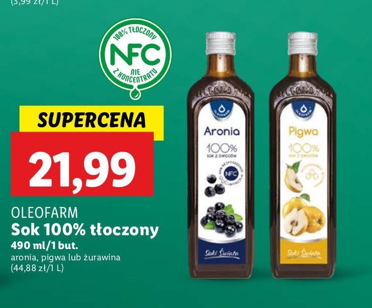 Sok z żurawiną 100% Oleofarm promocja