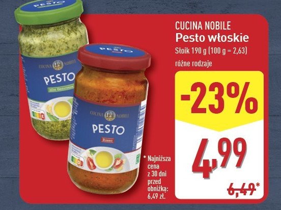 Pesto verde Cucina nobile promocja w Aldi