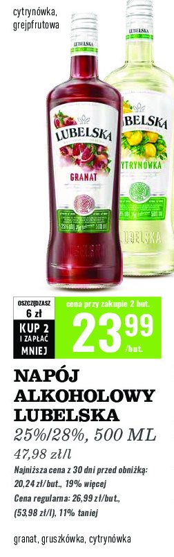 Wódka Lubelska cytrynówka promocja w Biedronka