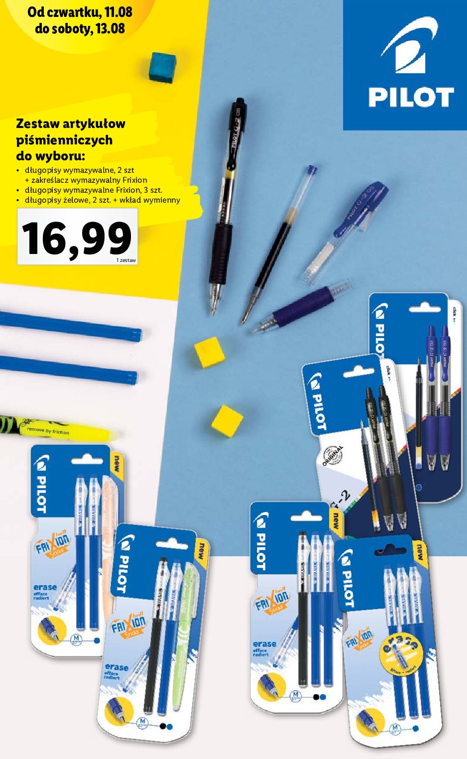 Długopis wymazywalny 2x niebieski + czarny Pilot frixion promocja