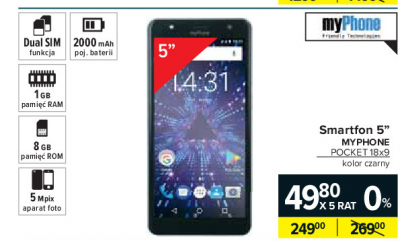 Smartfon pocket czarny Myphone promocja