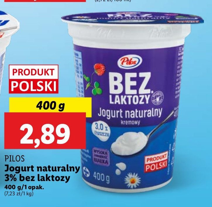 Jogurt naturalny bez laktozy Pilos promocja