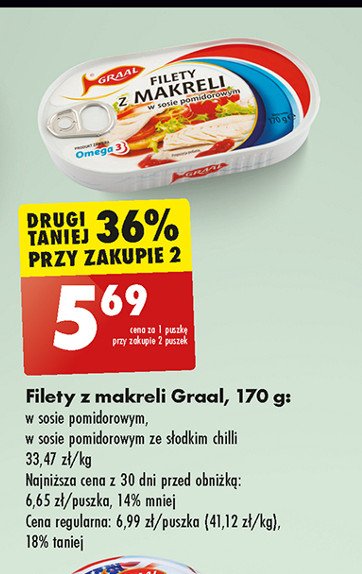 Filety z makreli w sosie pomidorowym z chili Graal promocja w Biedronka