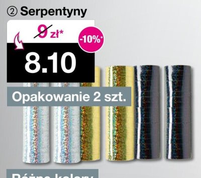 Serpentyny różne kolory promocja w Woolworth