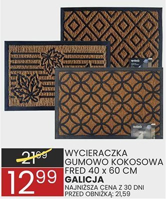Wycieraczka gumowo kokosowa 1red 40 x 60 cm promocja w Wafelek