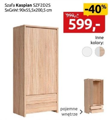 Szafa Kaspian SZFZD2S, 90x55,5x200,5 cm promocja w Black Red White
