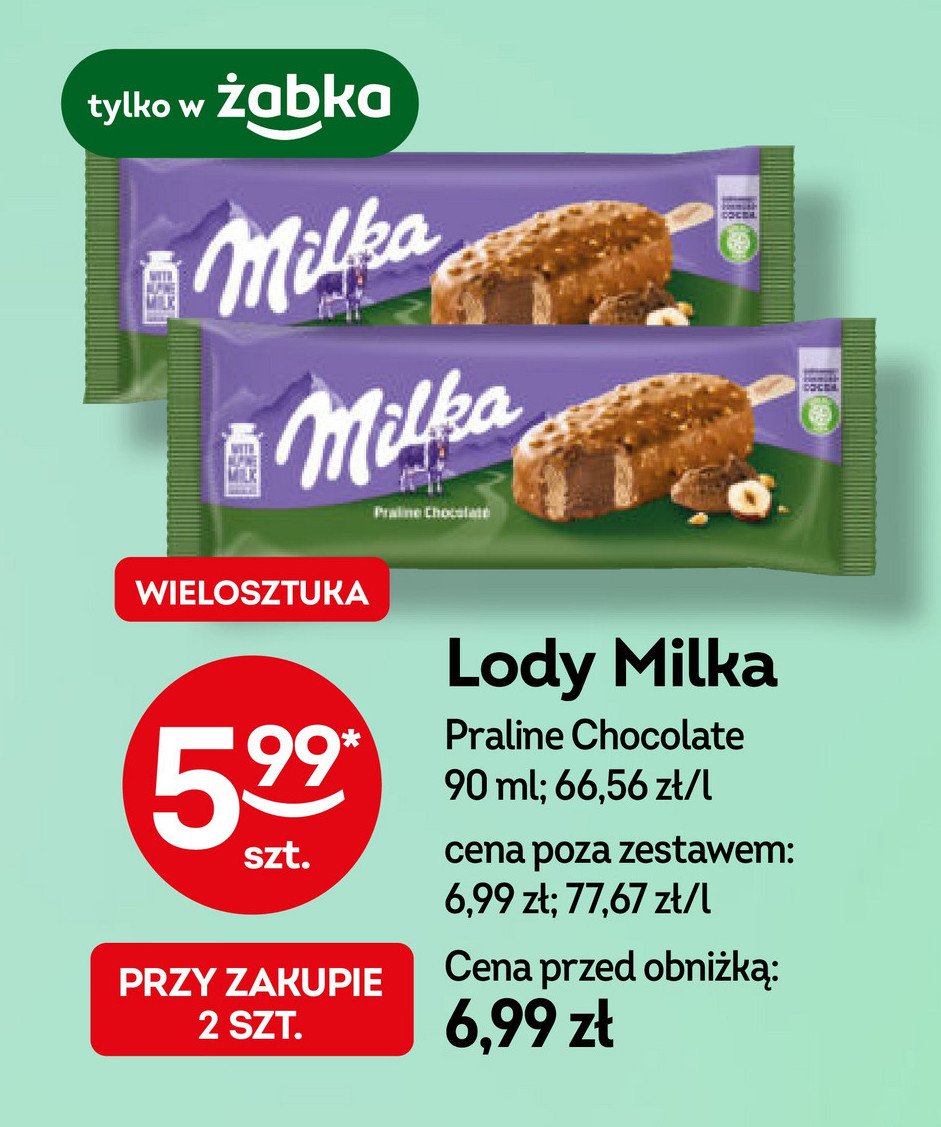 Lód praline chocolate Milka ice cream promocja w Żabka