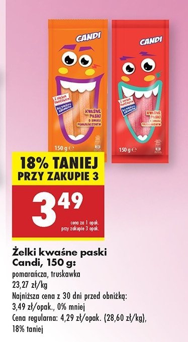 Żelki paski truskawkowe Candi promocja