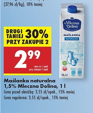 Maślanka naturalna Mleczna dolina promocja w Biedronka
