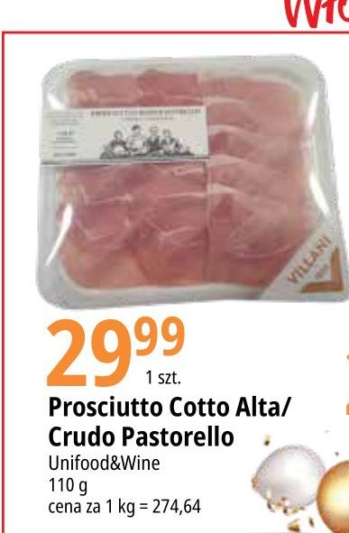 Szynka prosciutto crudo pastorello VILLANI promocja