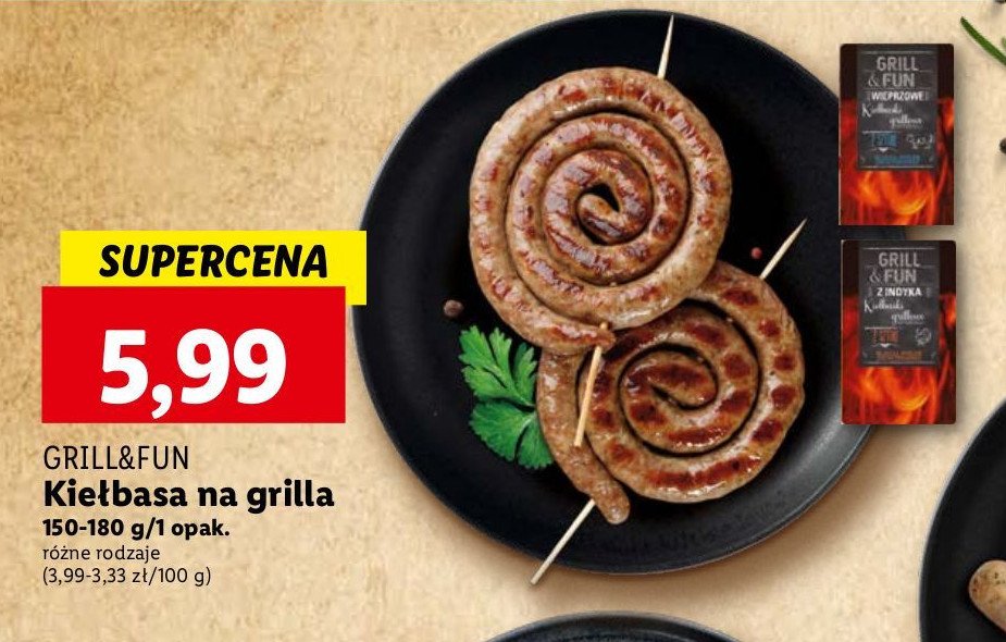 Kiełbaski grillowe z indyka Grill and fun promocja