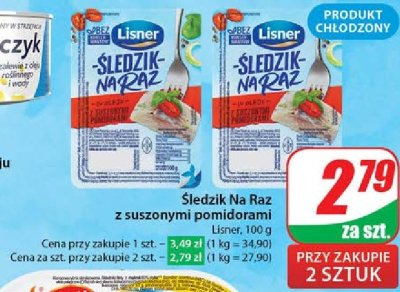Śledzik na raz z suszonymi pomidorami z ziołami włoskimi Lisner śledzik na raz promocja