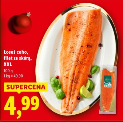 Łosoś coho, filet ze skórą, XXL promocja w Lidl