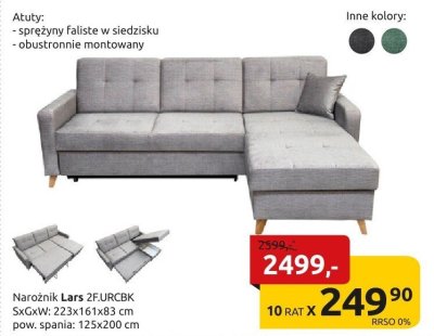 Narożnik Lars 2FURCBK promocja w Black Red White