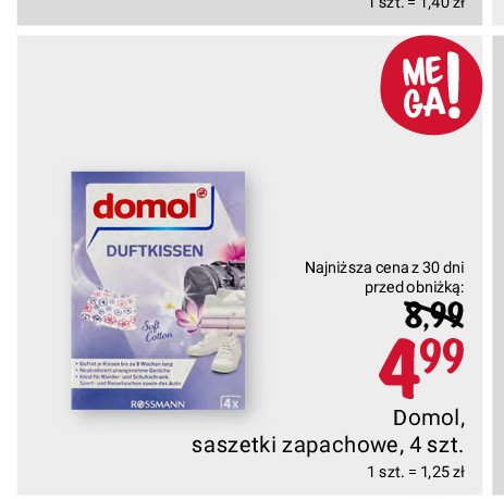 Saszetka do szafy soft cotton Domol promocja