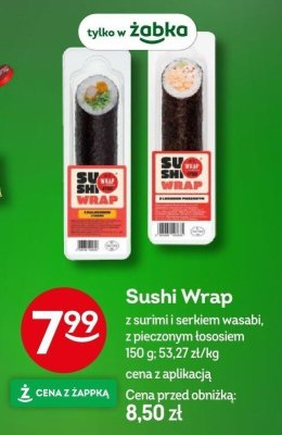Sushi Wrap z surimi i serkiem wasabi, z pieczonym łososiem 150 g promocja w Żabka
