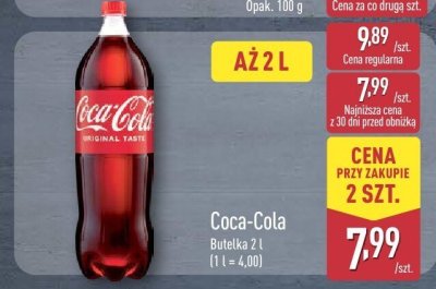 Napój Coca-Cola butelka 2 l  promocja w Aldi