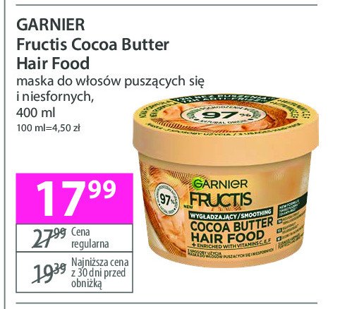 Maska do włosów cocoa butter Garnier fructis hair food promocja