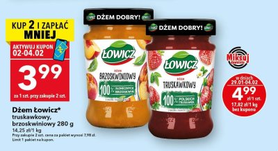 Dżem Łowicz brzoskwiniowy 280 g promocja w LEWIATAN