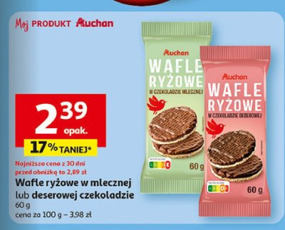 Wafle ry偶owe w czekoladzie mlecznej Auchan r贸偶norodne (logo czerwone) promocja